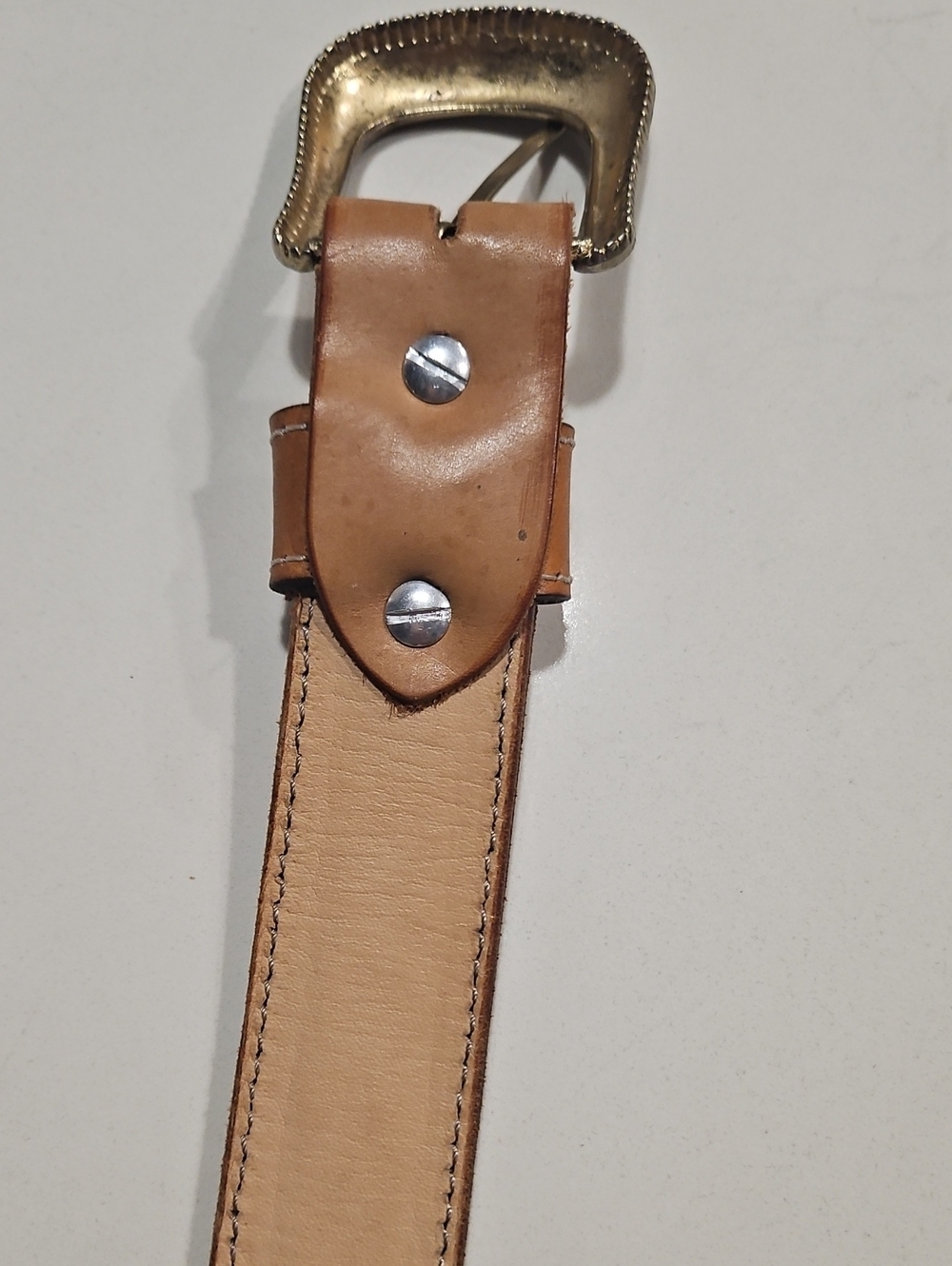 Hand-Tooled Floral Leather Belt in Tan 34" - Picture 5 of 6